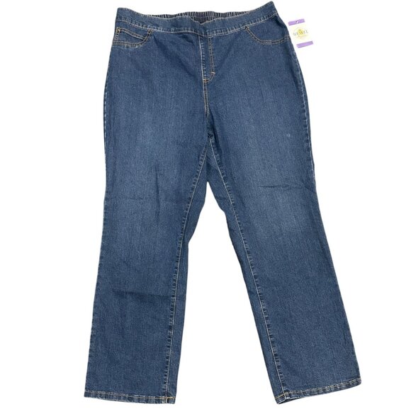 Catherines Timeless Fit Pull On Stretch Jeans (2) 1X Elastic Waist Normcore Mom - Picture 4 of 16
